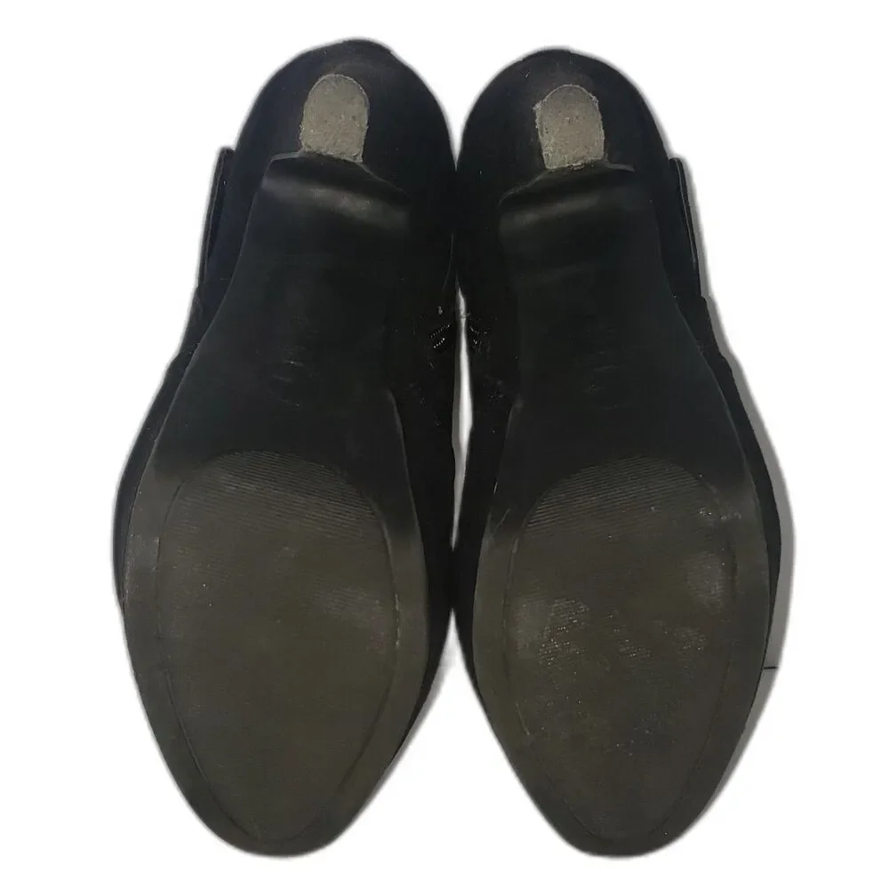 G BY GUESS GGDARLYNG2 Black Heeled Faux Suede Boots Booties Womens Size 7.5